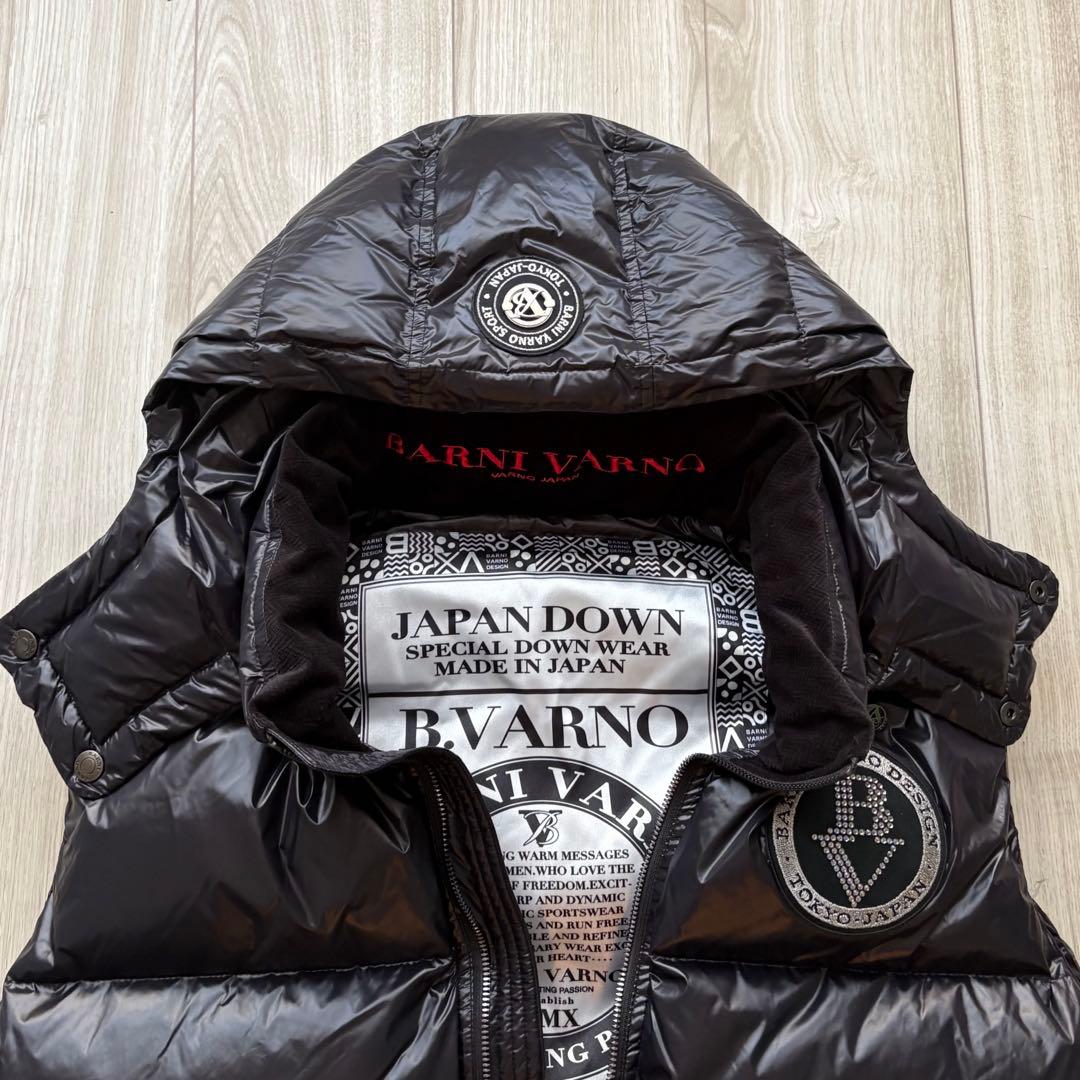 【極美品】BARNI VARNO ラインストーンロゴダウンベスト ブラック XL