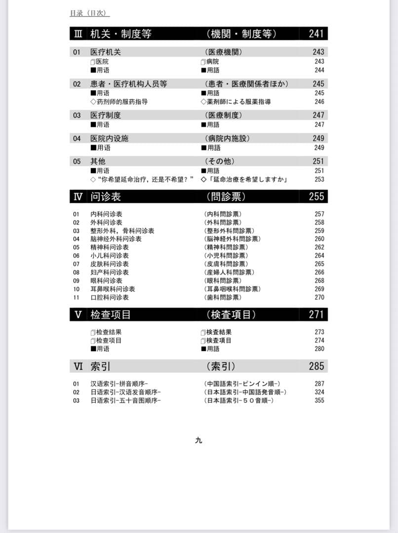 医疗术语・语句集(中国語を母語とする人のための医療用語・表現集) 第6版