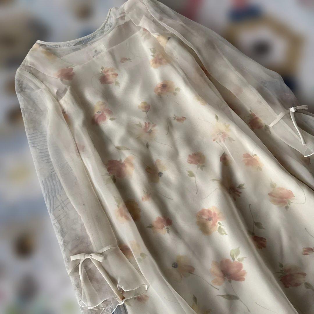 美品　M’S GRACY シフォン花柄ワンピースセット フェミニン　 春ワンピ
