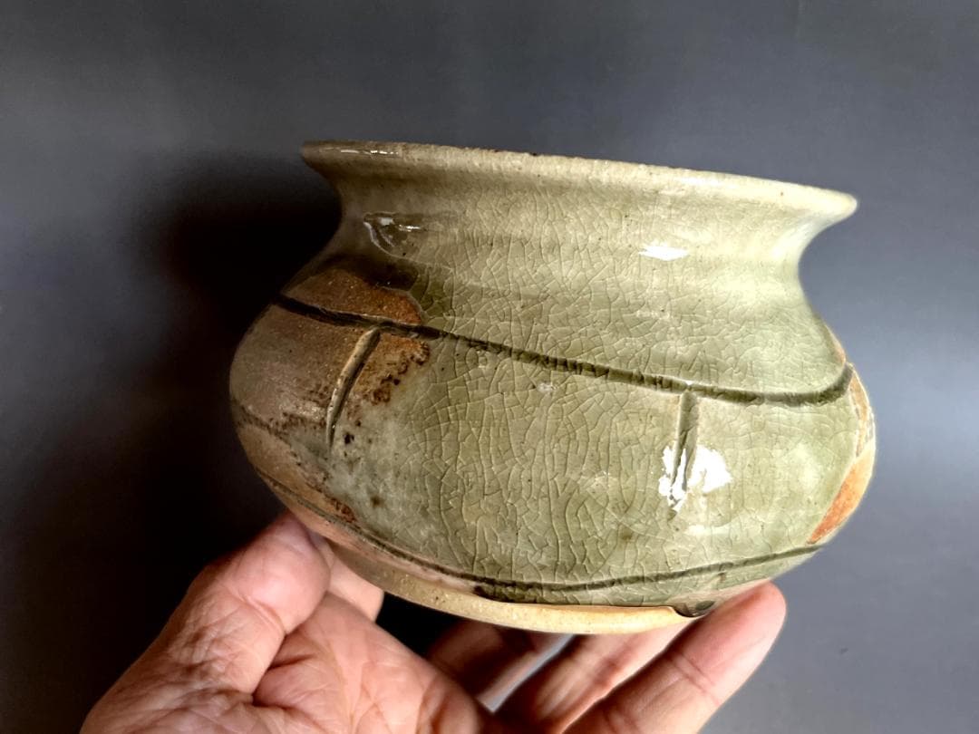 建水■伊賀焼 箆目 えくぼ お茶道具 古美術 時代物 骨董品■