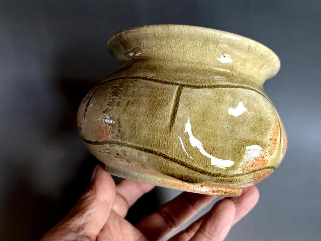 建水■伊賀焼 箆目 えくぼ お茶道具 古美術 時代物 骨董品■