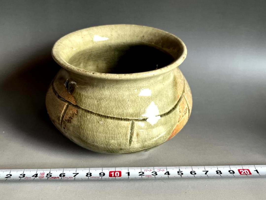 建水■伊賀焼 箆目 えくぼ お茶道具 古美術 時代物 骨董品■