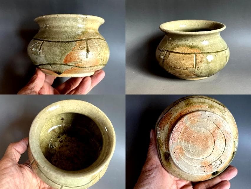建水■伊賀焼 箆目 えくぼ お茶道具 古美術 時代物 骨董品■