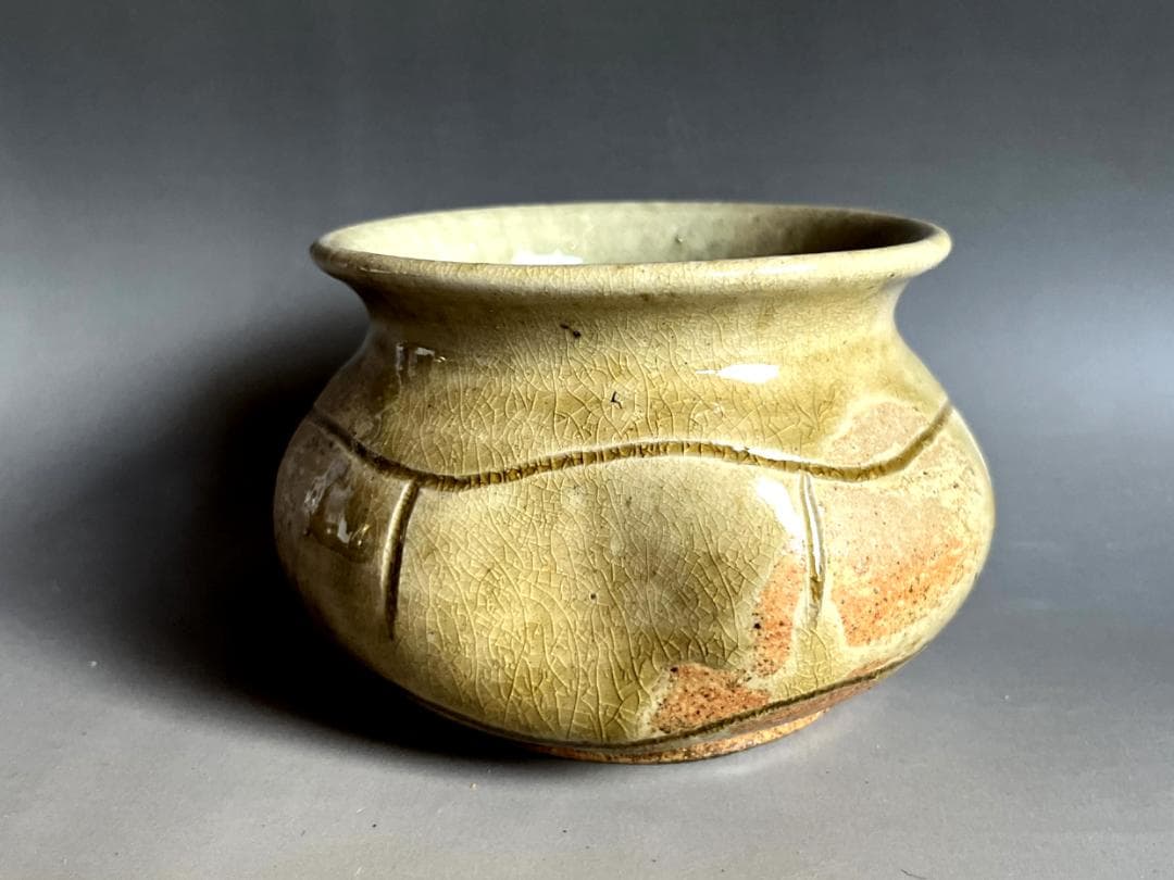 建水■伊賀焼 箆目 えくぼ お茶道具 古美術 時代物 骨董品■
