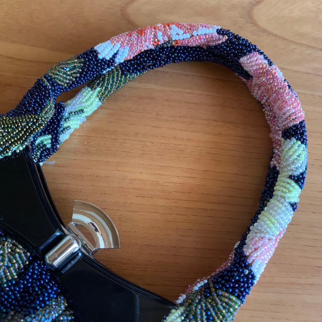 花柄ビーズ刺繍和装用バッグ