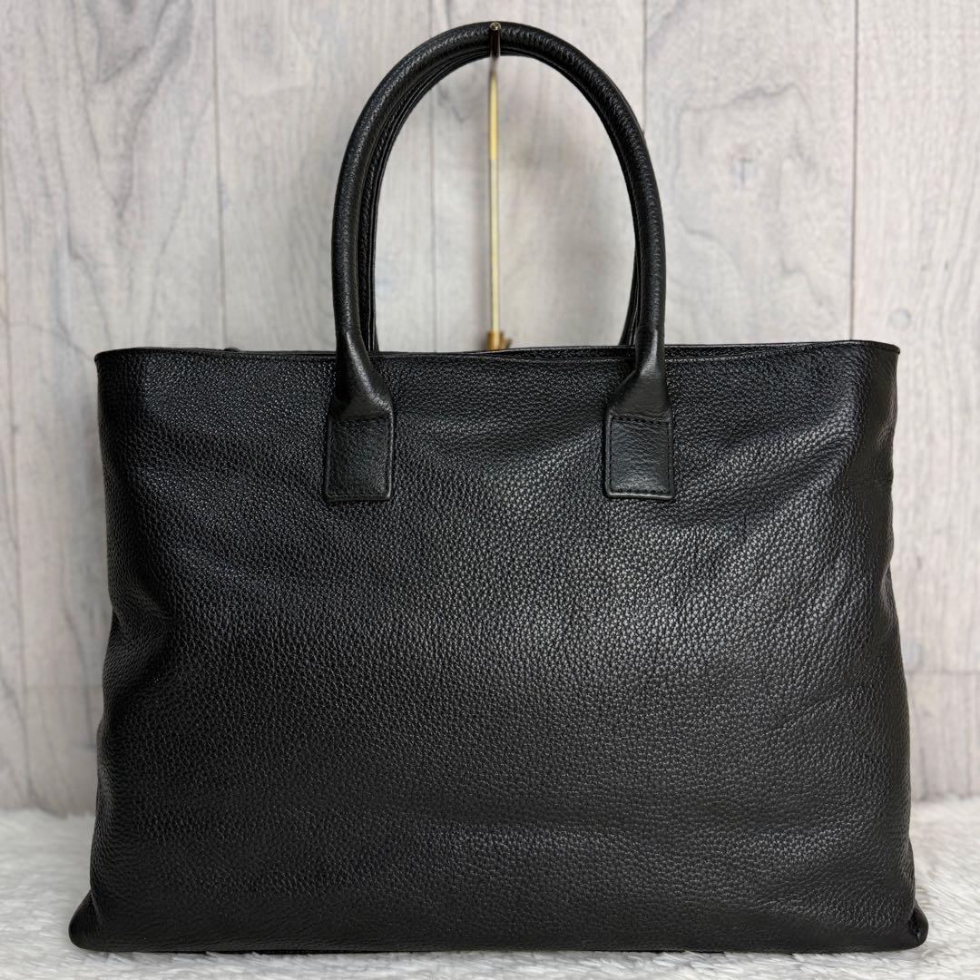 美品♡A4♡HushTug ハッシュタグ レザー トートバッグ ブラック シボ革