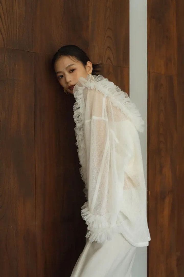 Knuth Marf tulle design blouse white 新品