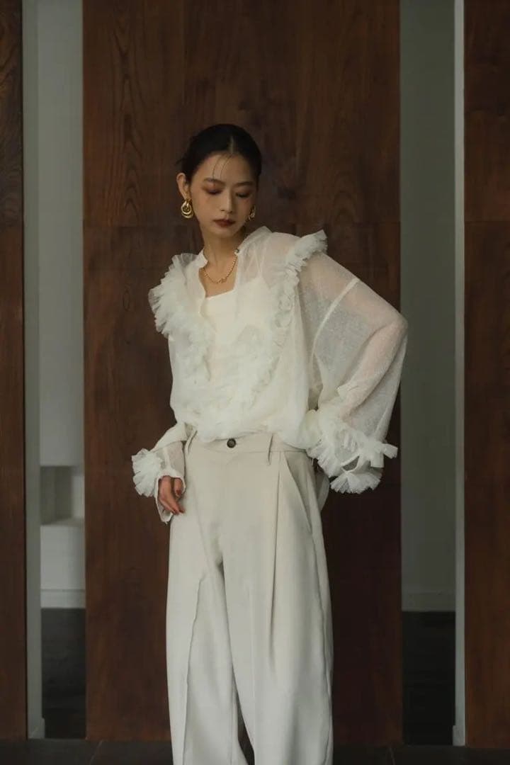 Knuth Marf tulle design blouse white 新品