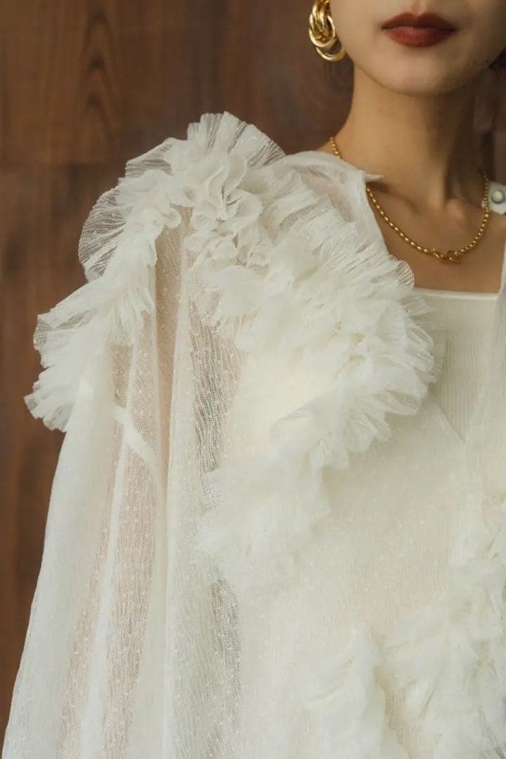 Knuth Marf tulle design blouse white 新品