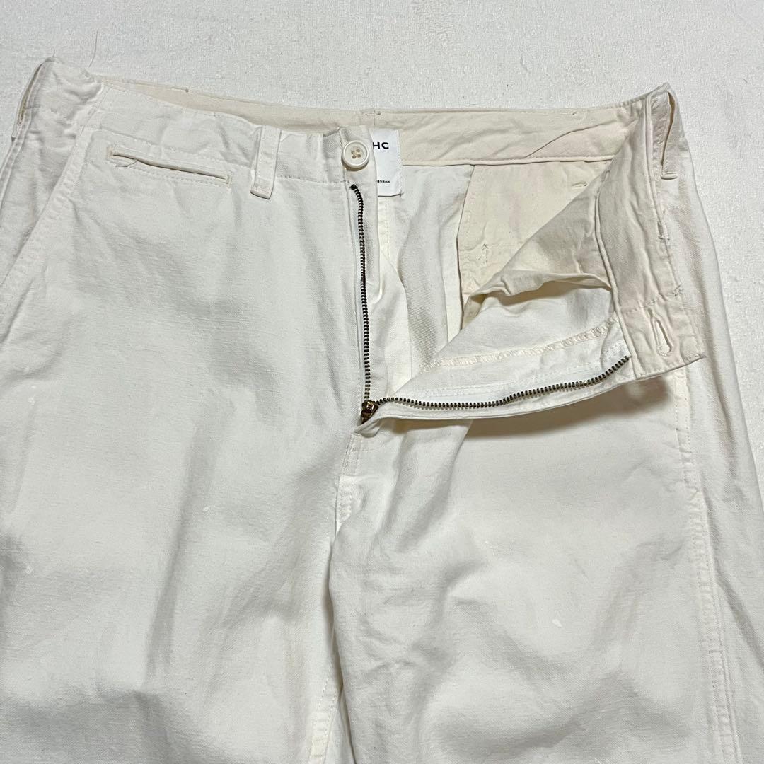 RHC RON HERMAN コットンリネンパンツ ペンキ加工 ホワイト L