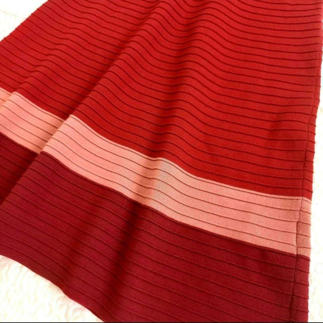 極美品✨アナイ タックカラーボーダーワンピース ノースリーブ ニット フレア