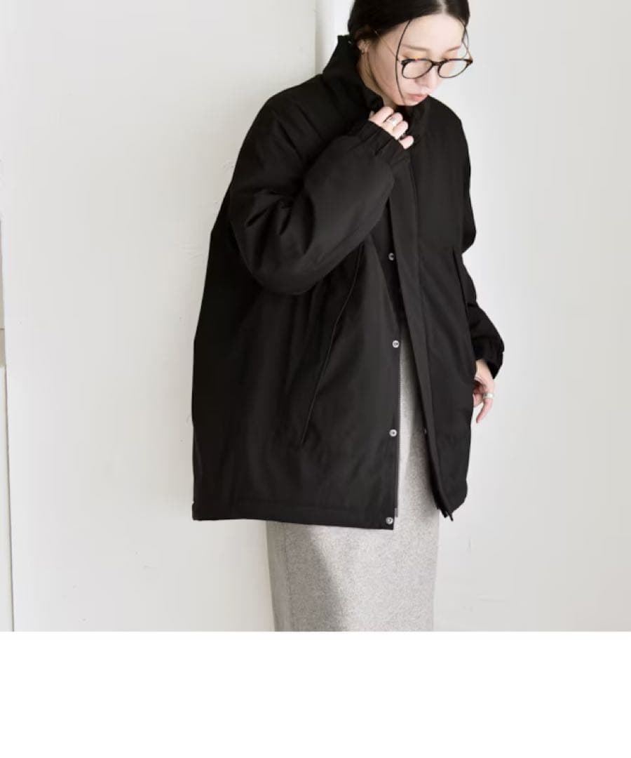 quaranciel 中綿 スタンドカラー ダブル ジップ モンスター コート