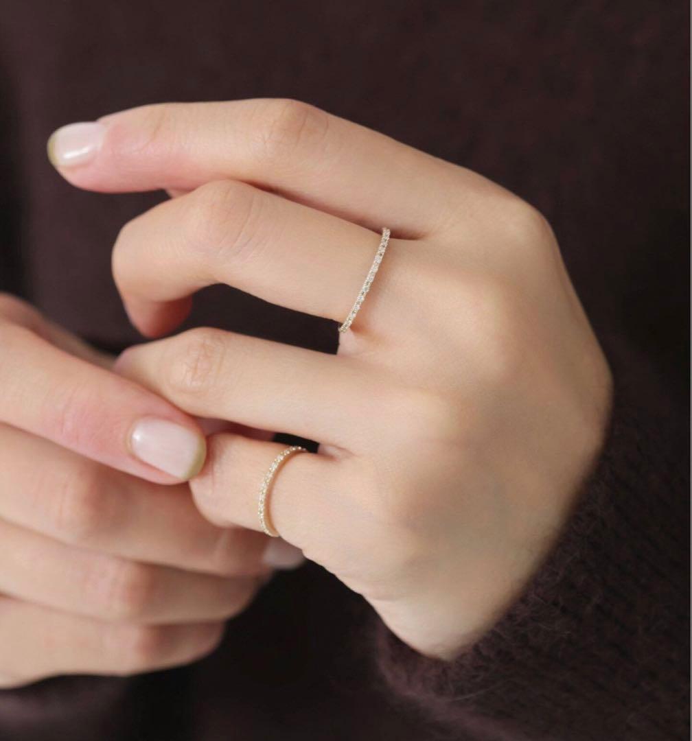 (美品)Lilas 10k ダイヤフルエタニティリング　15号