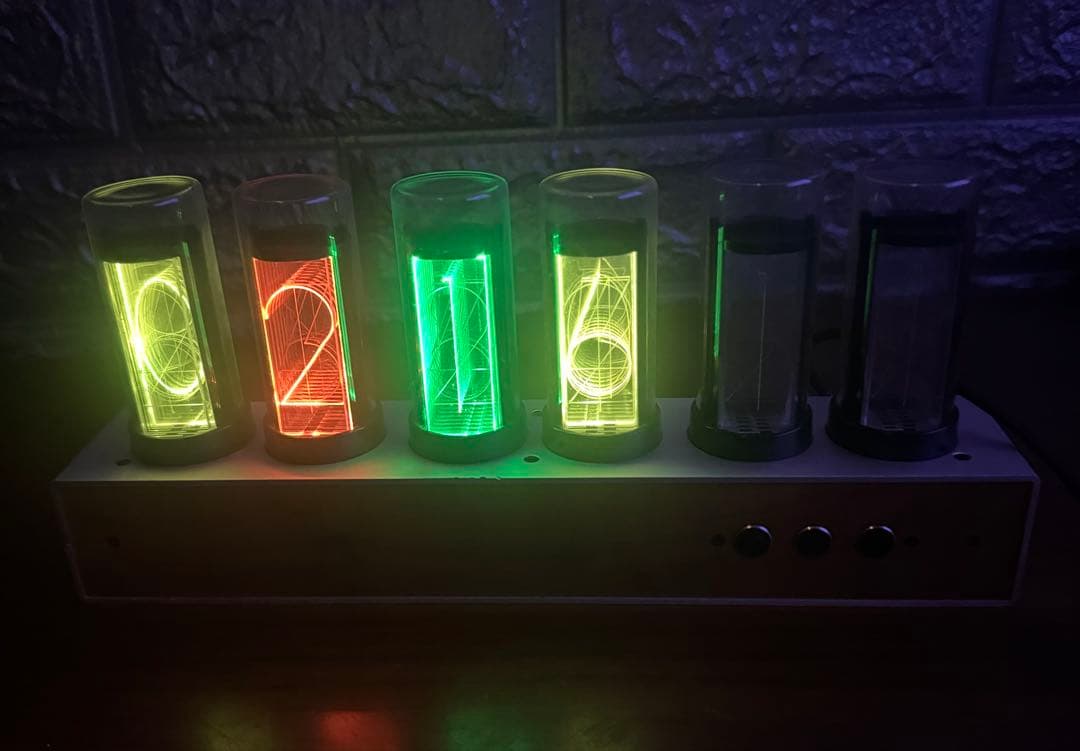 ニキシー管風 時計 ギクシークロック (管2本ジャンク) Gixie clock