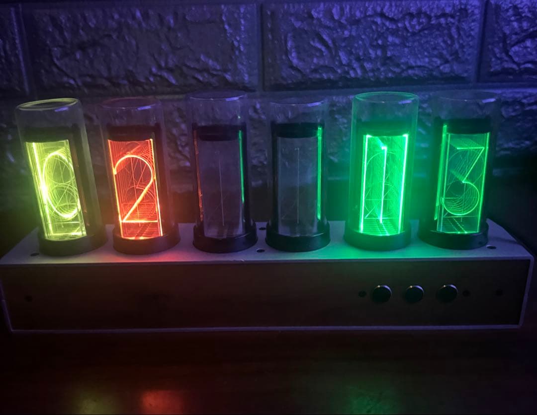 ニキシー管風 時計 ギクシークロック (管2本ジャンク) Gixie clock