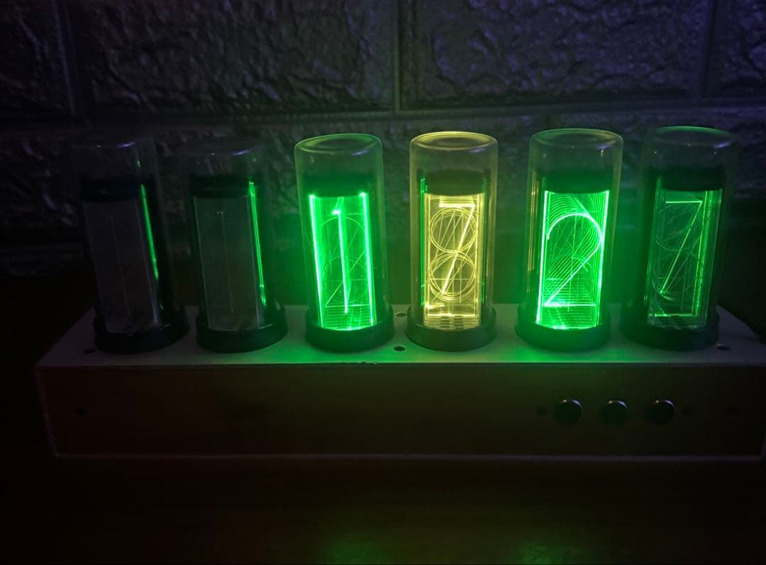 ニキシー管風 時計 ギクシークロック (管2本ジャンク) Gixie clock