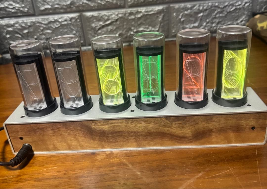 ニキシー管風 時計 ギクシークロック (管2本ジャンク) Gixie clock