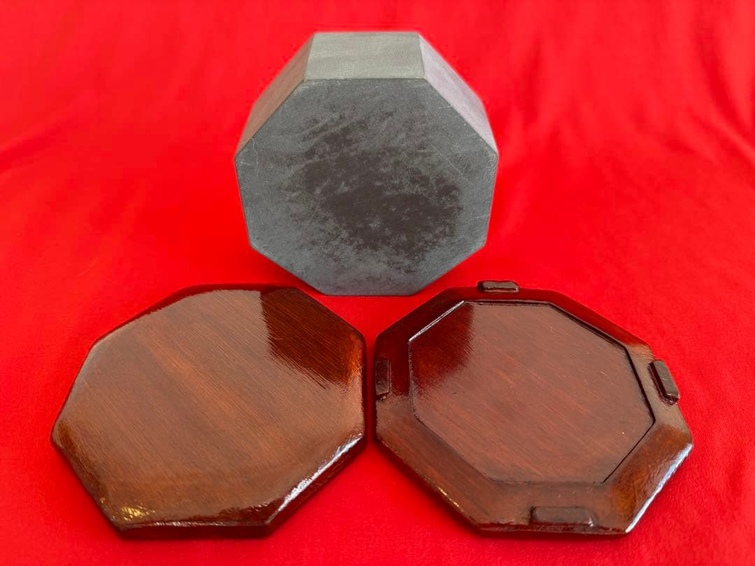 う*様 八角端渓硯 ★☆ 木製漆器箱 書道具 硯