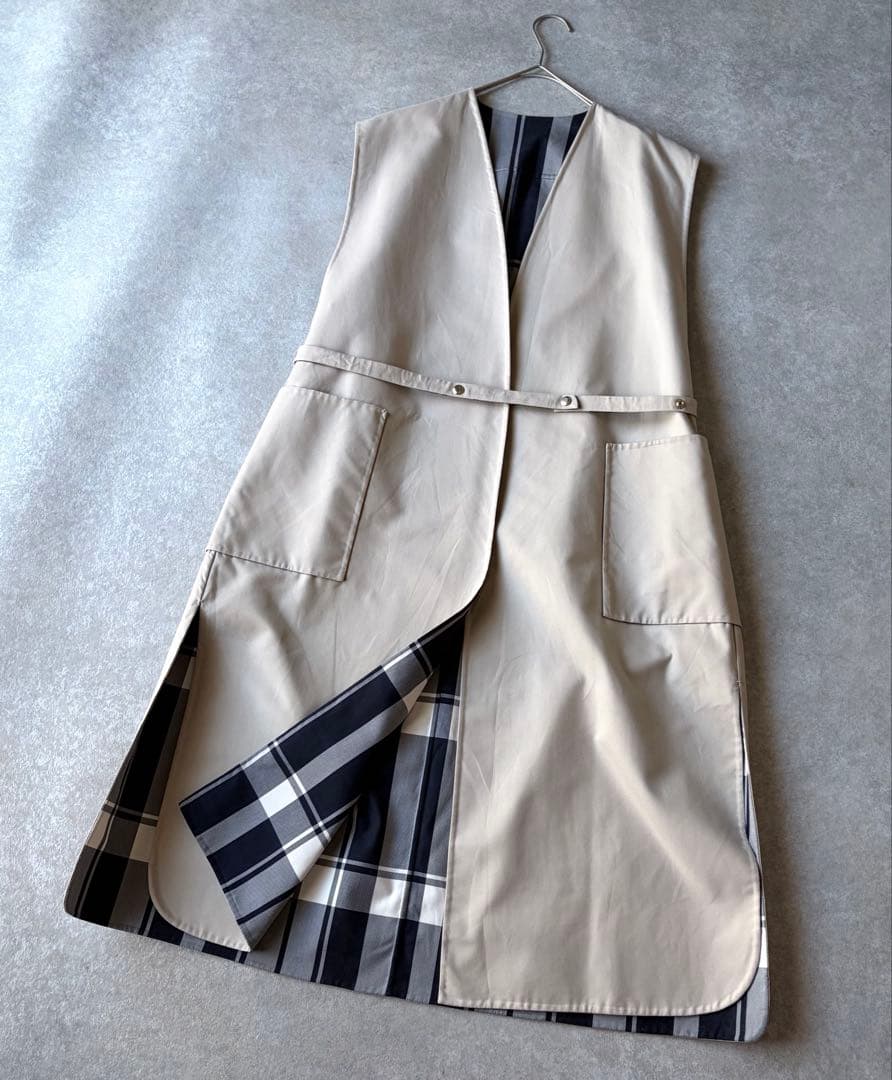 美品 定価15万 Drawer ドゥロワー リバーシブル ロング ジレ ベスト