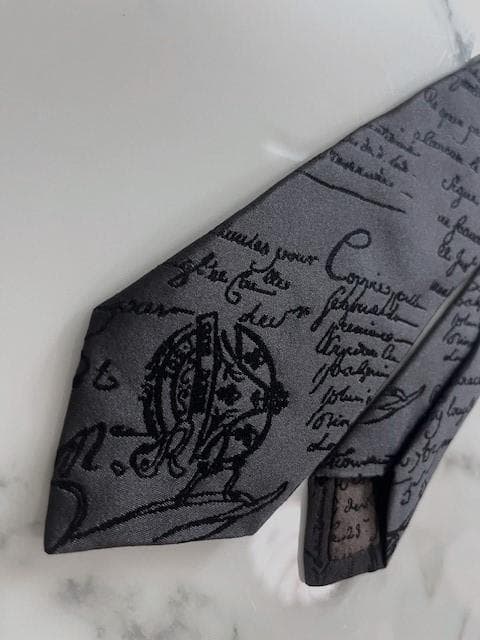 【極上カリグラフィー】 Berluti ベルルッティ グレイ×ブラック ネクタイ