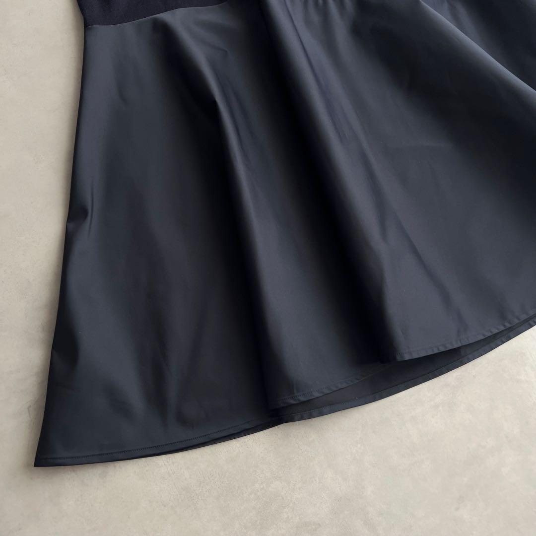 BLENHEIM ブレンヘイム　異素材イレギュラー切替ワンピース　ネイビー　S