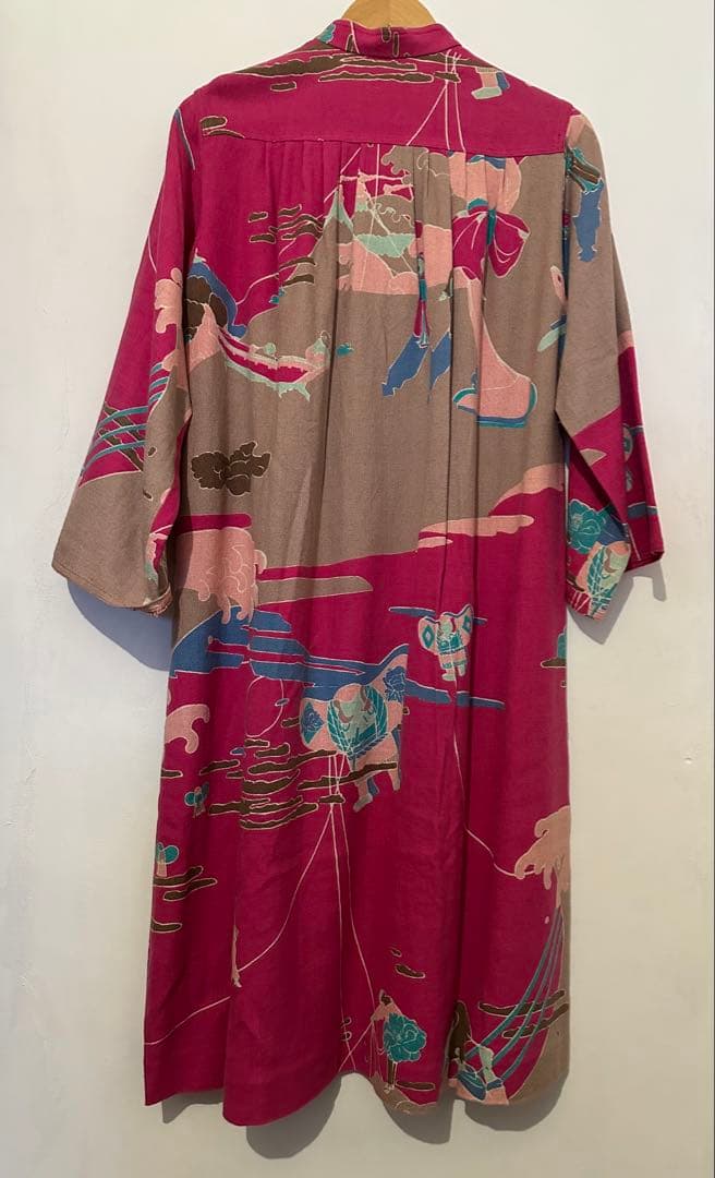 と*ぴ様 HANAE MORI　森英恵　ヴィンテージ　和風柄　ピンク系　ロングワ