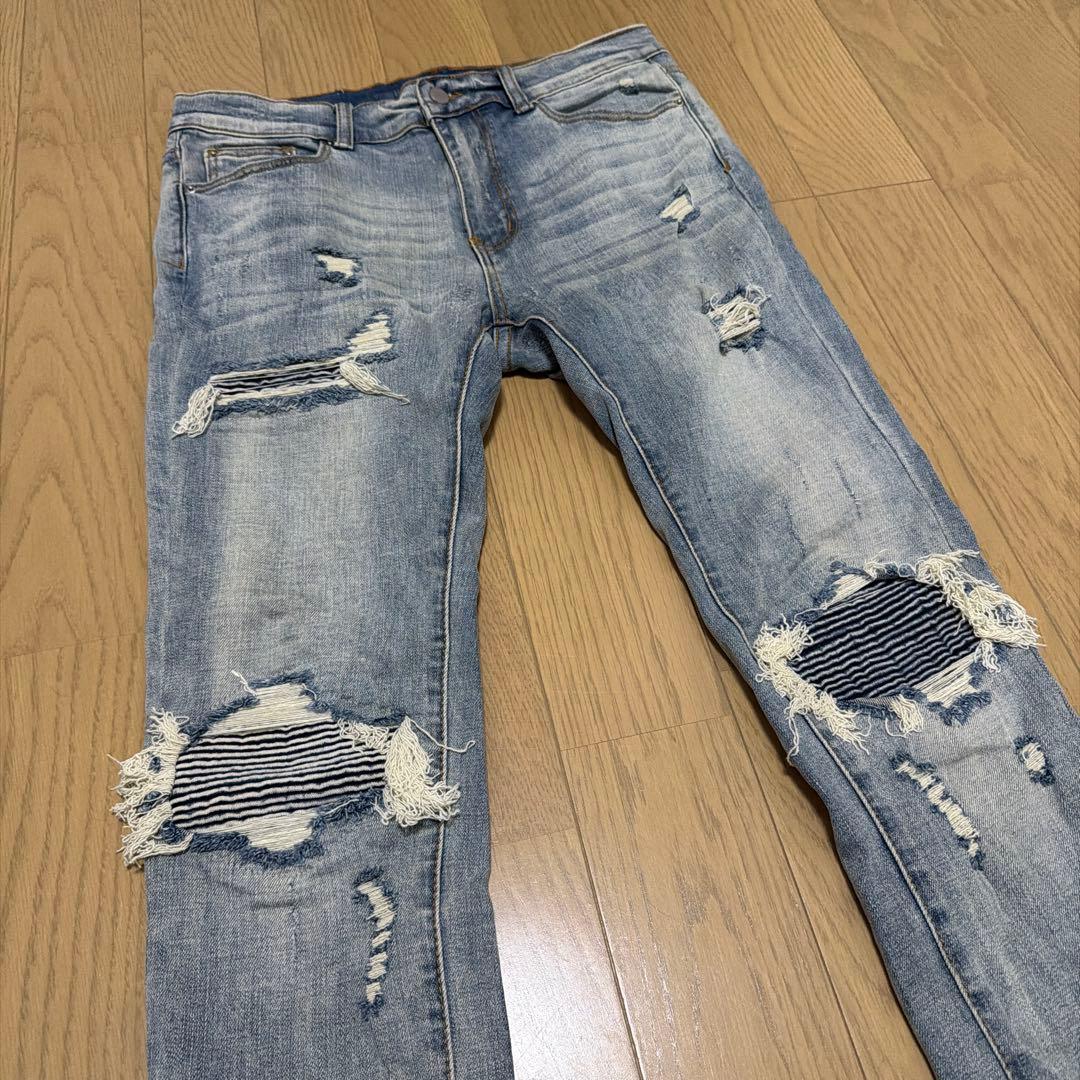 mnml ストレッチデニム ブルー