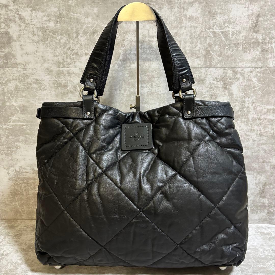 H316 MONCLER キルティング　トートバッグ　ダウン　ブラック　男女兼用