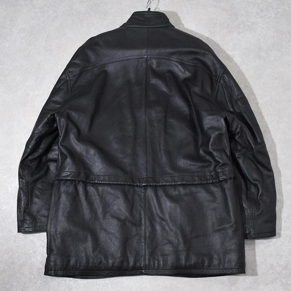ドイツ老舗 CHRIST 鹿革 ディアスキン レザーフィールドコート 黒 52