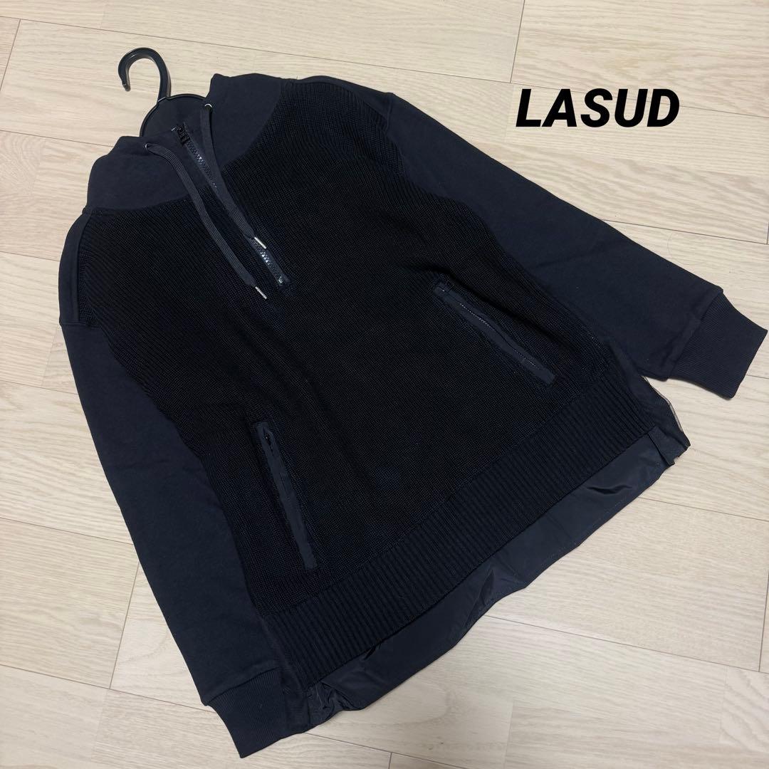 ヤマダヤ【LASUD】バックチュールニットフーディ