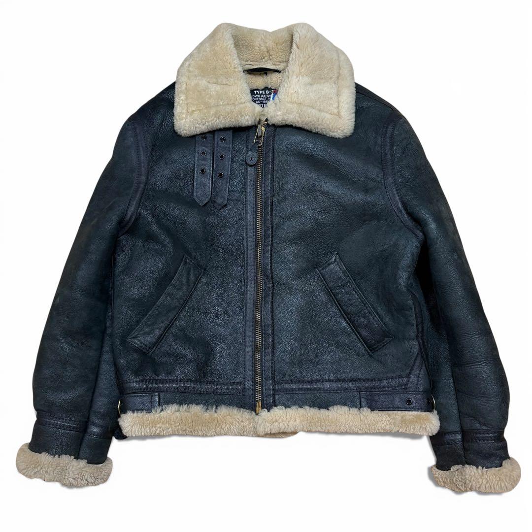 Schott B-3 ムートンジャケット ラムレザー 黒 サイズ42