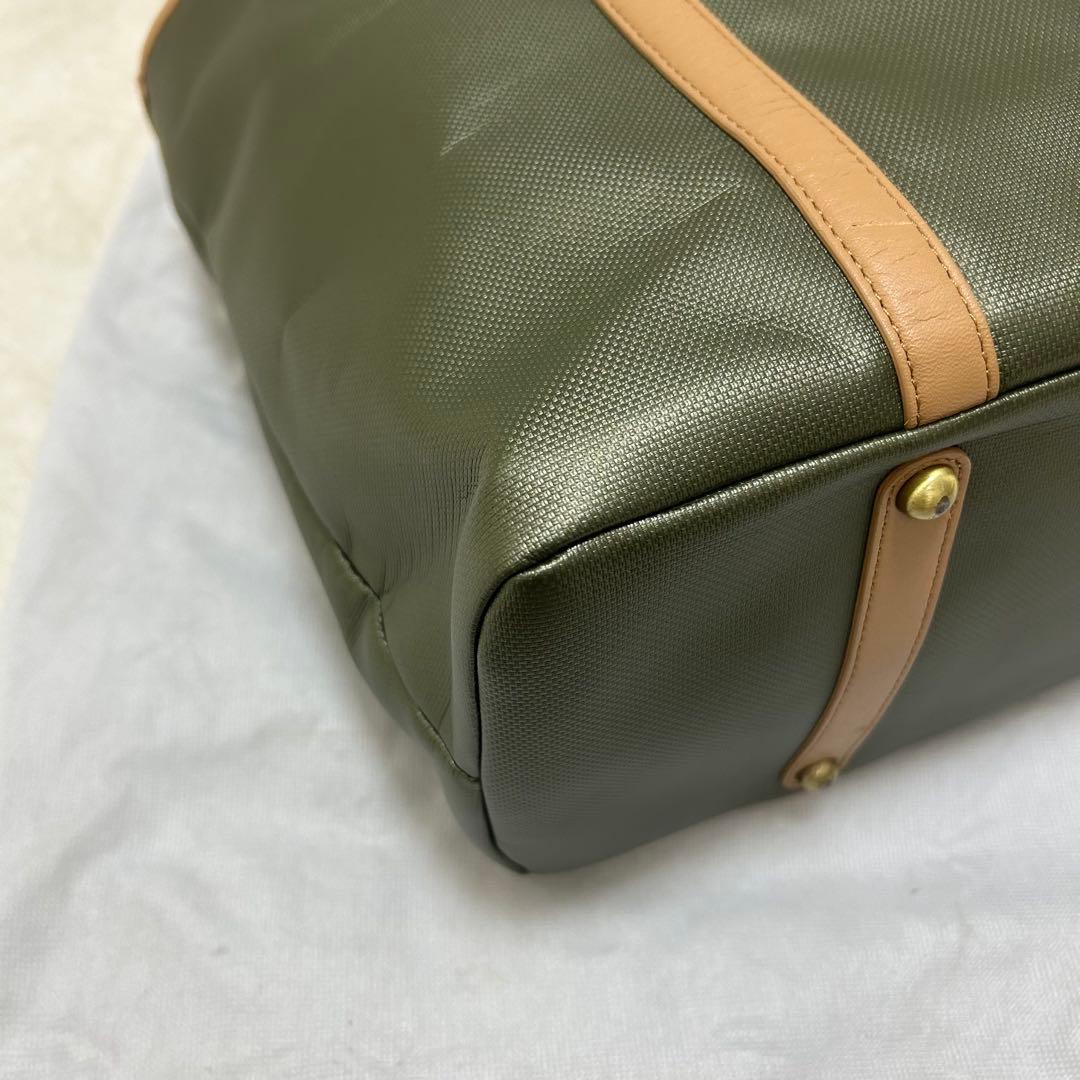 【極美品】ハンティングワールド A4 トートバッグ グリーン ロゴ