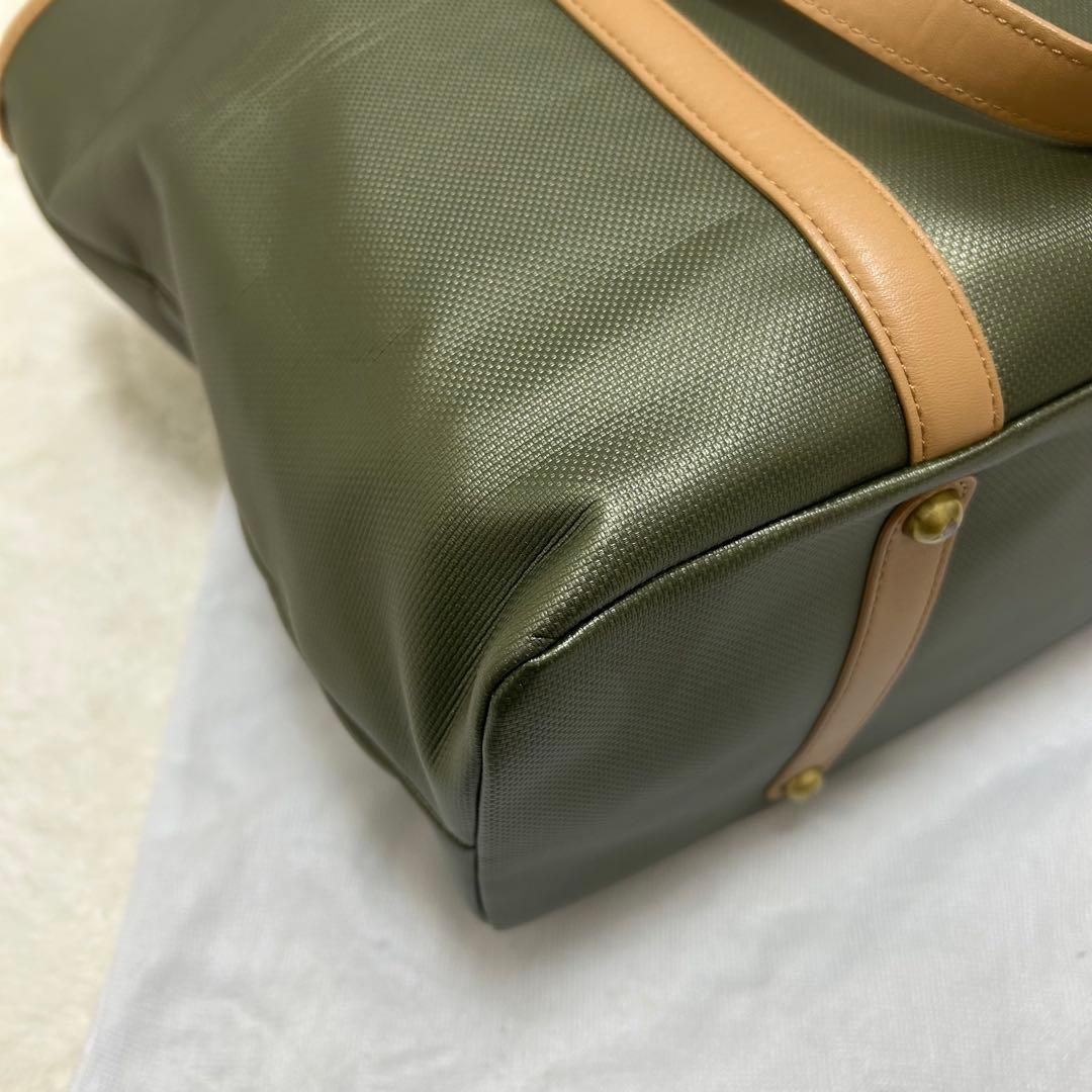 【極美品】ハンティングワールド A4 トートバッグ グリーン ロゴ
