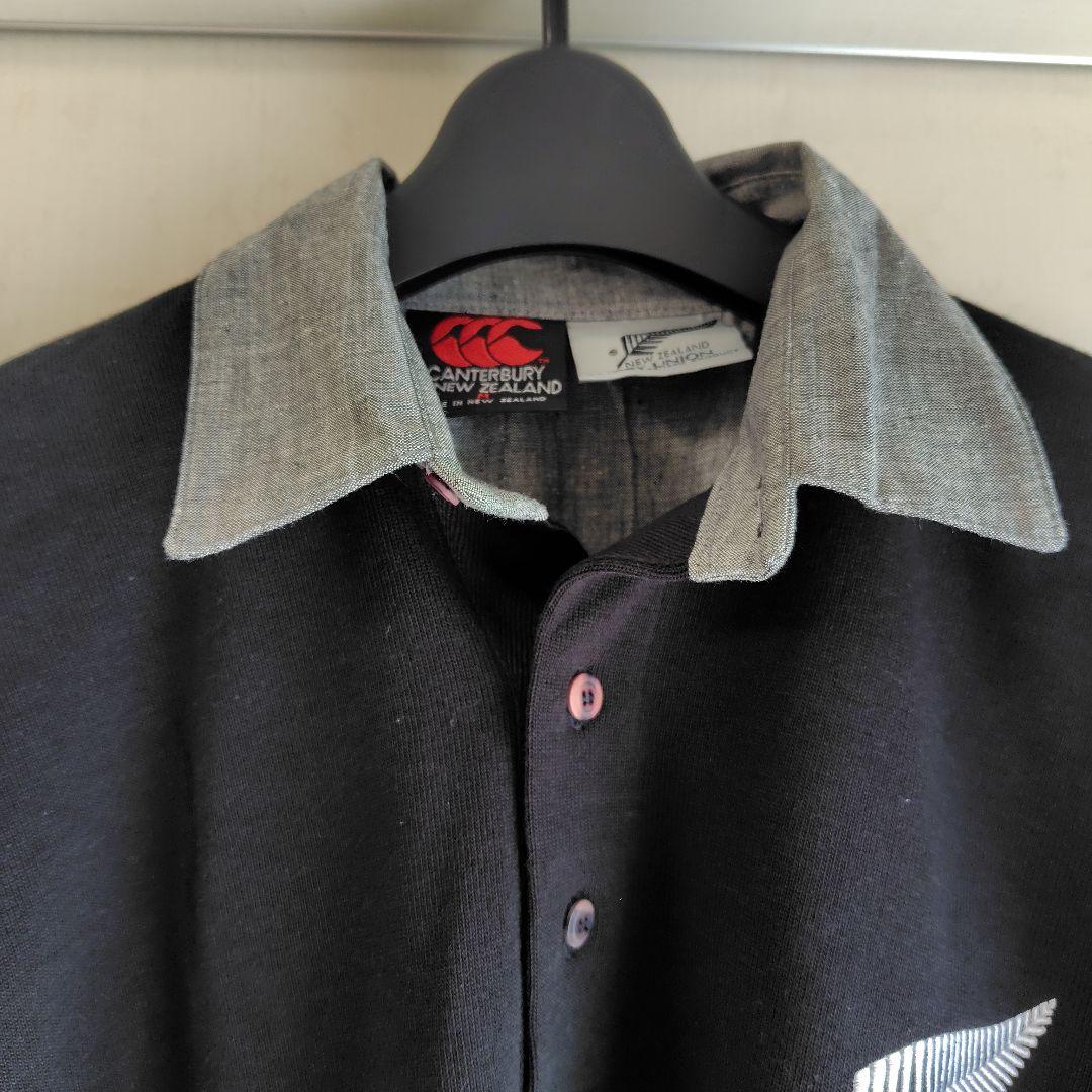 『新品』Canterbury オールブラックス　ラガーシャツ ＮＺ製 サイズＬ
