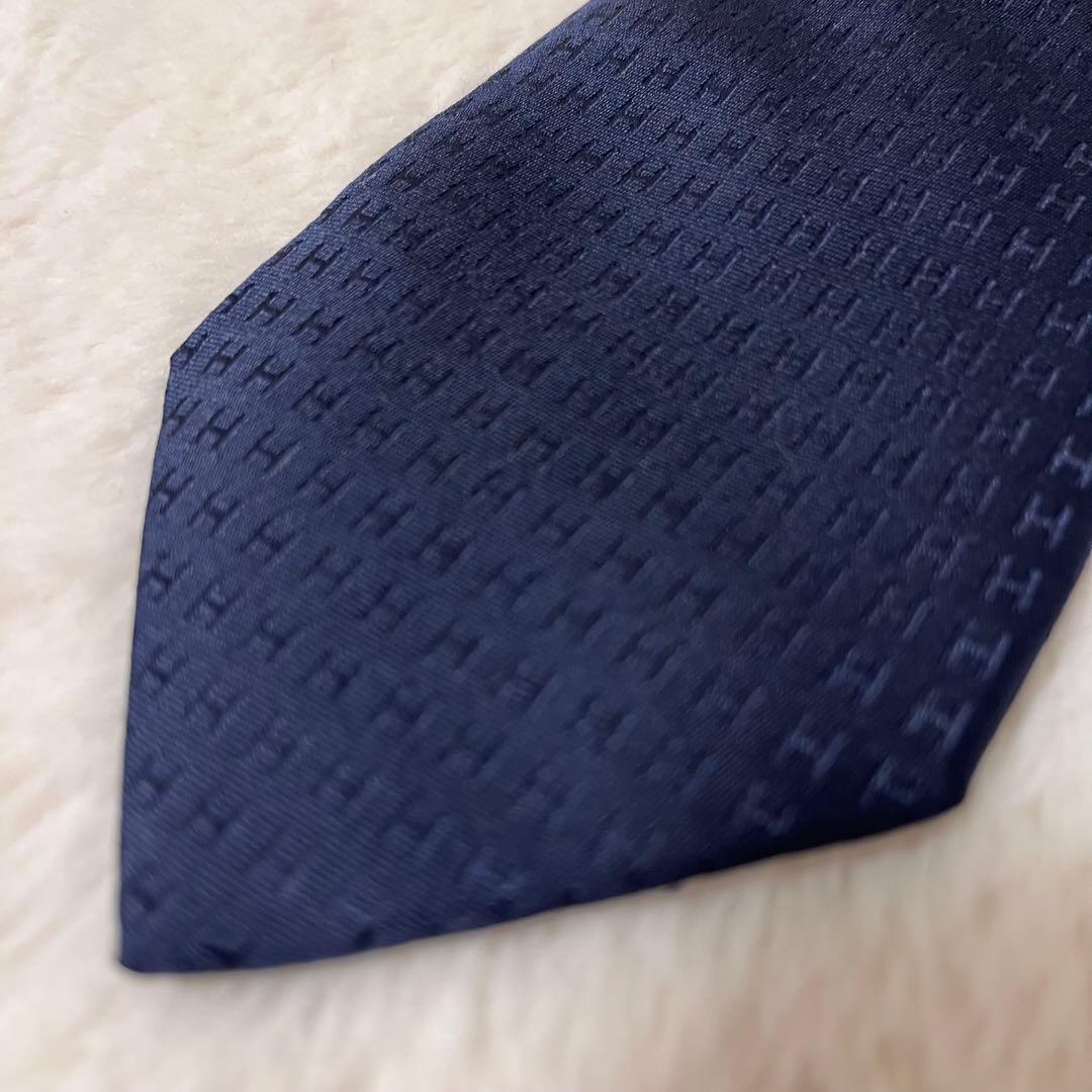 極美品！ エルメス ネクタイ H柄 ファソネ ネイビー