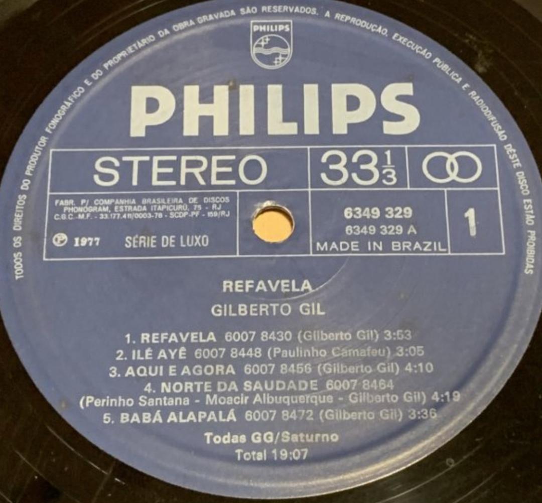 BRA盤77年オリジ！再生良好！Gilberto Gil/Refavela
