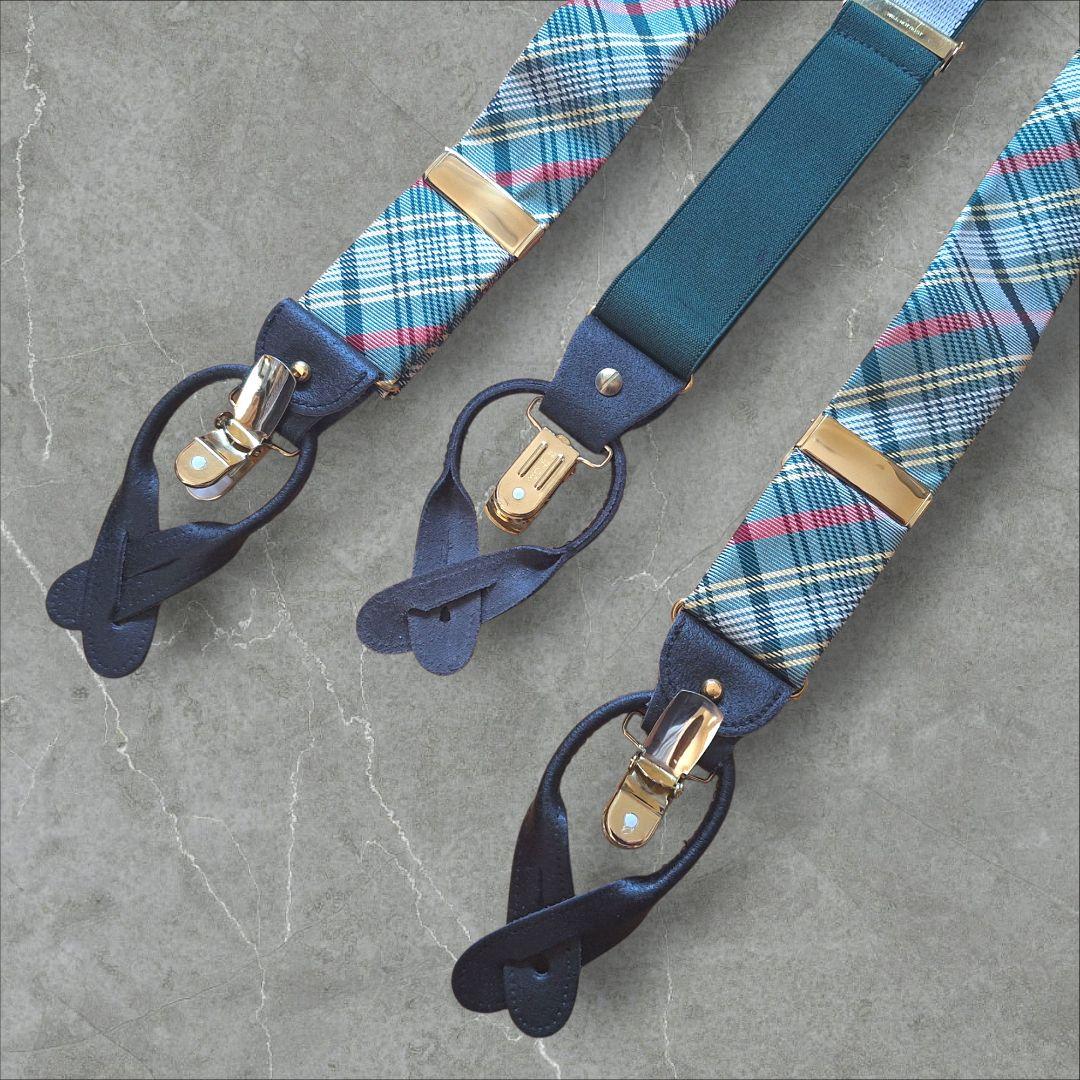 Gieves & Hawkes チェック柄サスペンダー