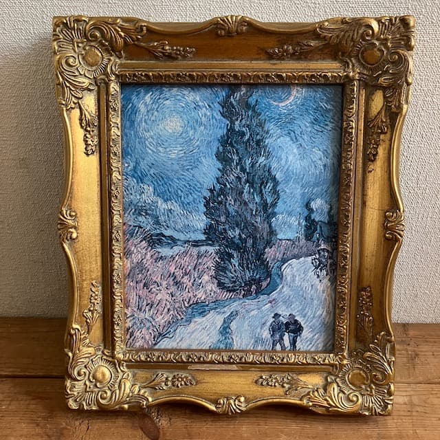ゴッホ 絵画 フレーム 額縁 ゴールド ロココ調 糸杉と星の見える道 壁掛け