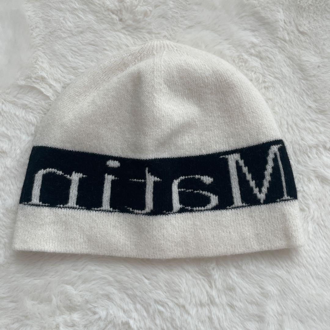 MatinKim LOGO JACQUARD SHORT BEANIE ホワイト