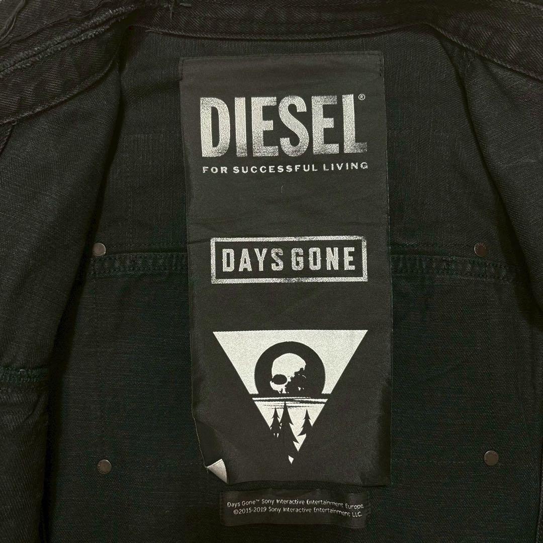 DIESEL ブラックデニムジャケット　ダメージ　ワッペン　黒　 M