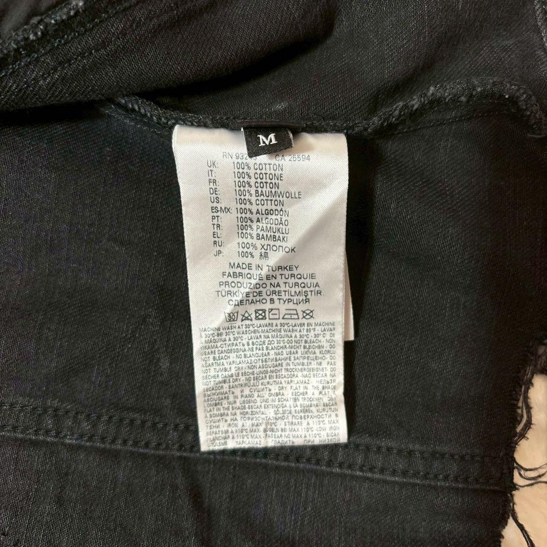 DIESEL ブラックデニムジャケット　ダメージ　ワッペン　黒　 M