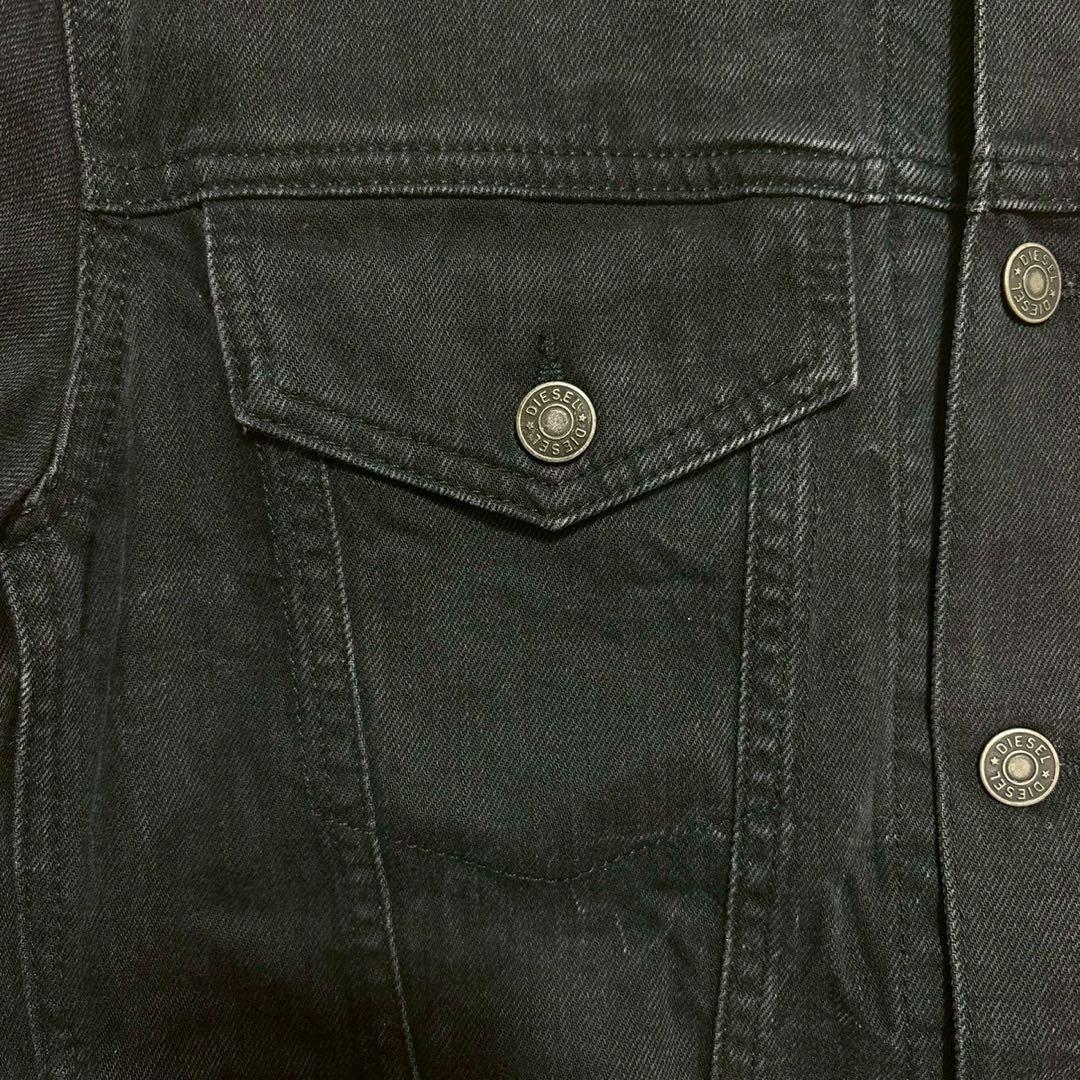 DIESEL ブラックデニムジャケット　ダメージ　ワッペン　黒　 M