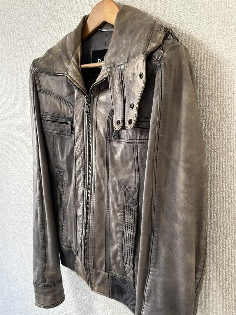 D&G ドルチェ＆ガッバーナ ラムレザー ジャケット 46 グレー