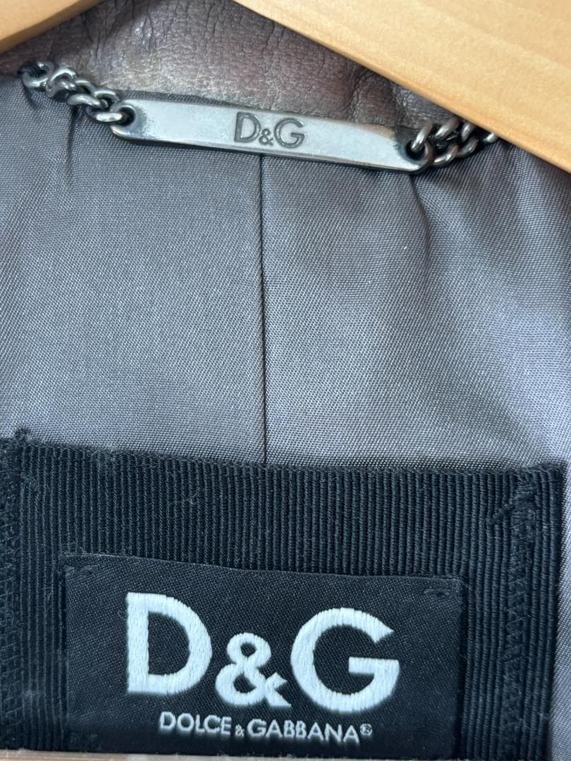 D&G ドルチェ＆ガッバーナ ラムレザー ジャケット 46 グレー