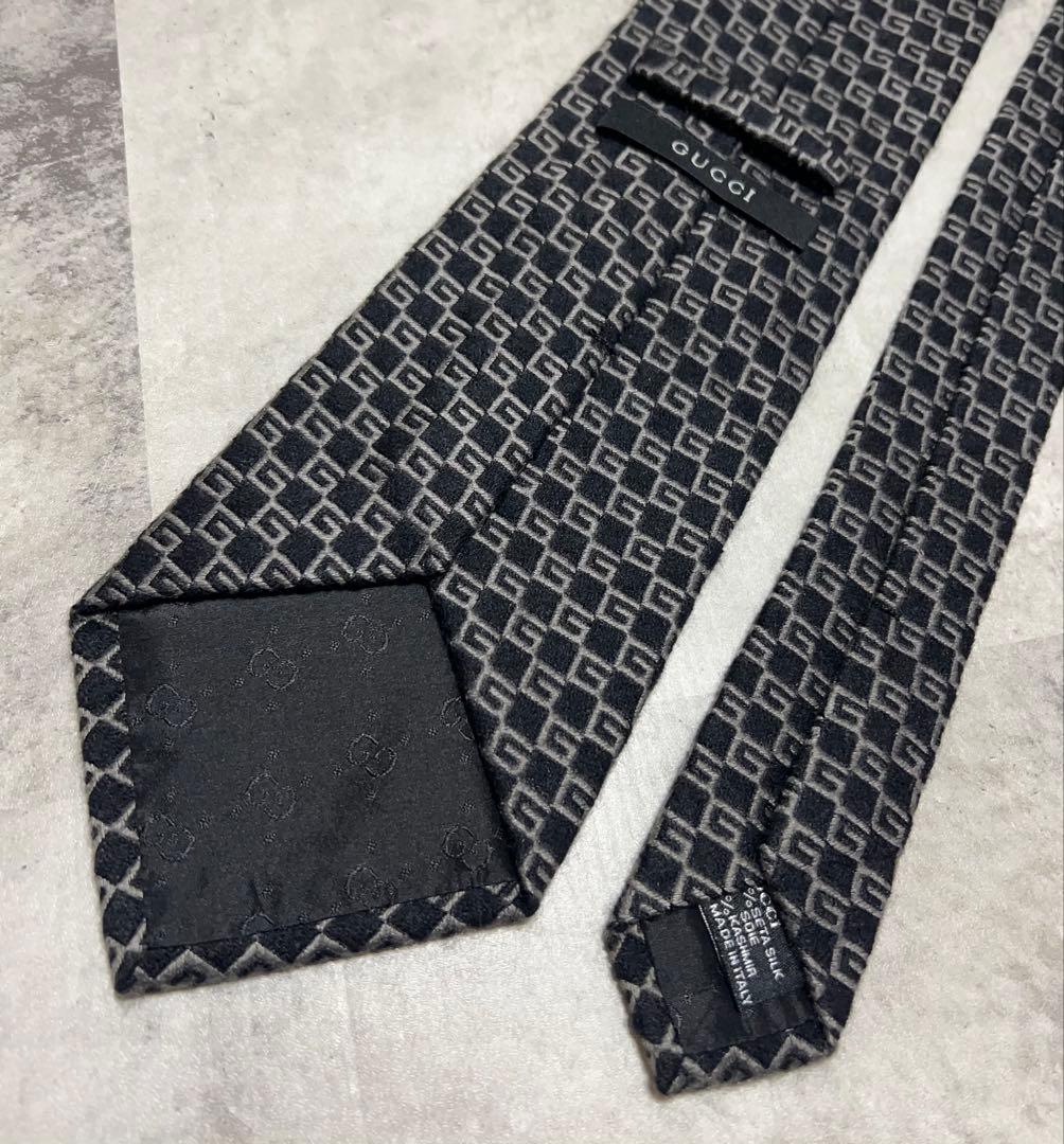 GUCCI ネクタイ ハイブランド Gロゴ パターン カシミヤ混