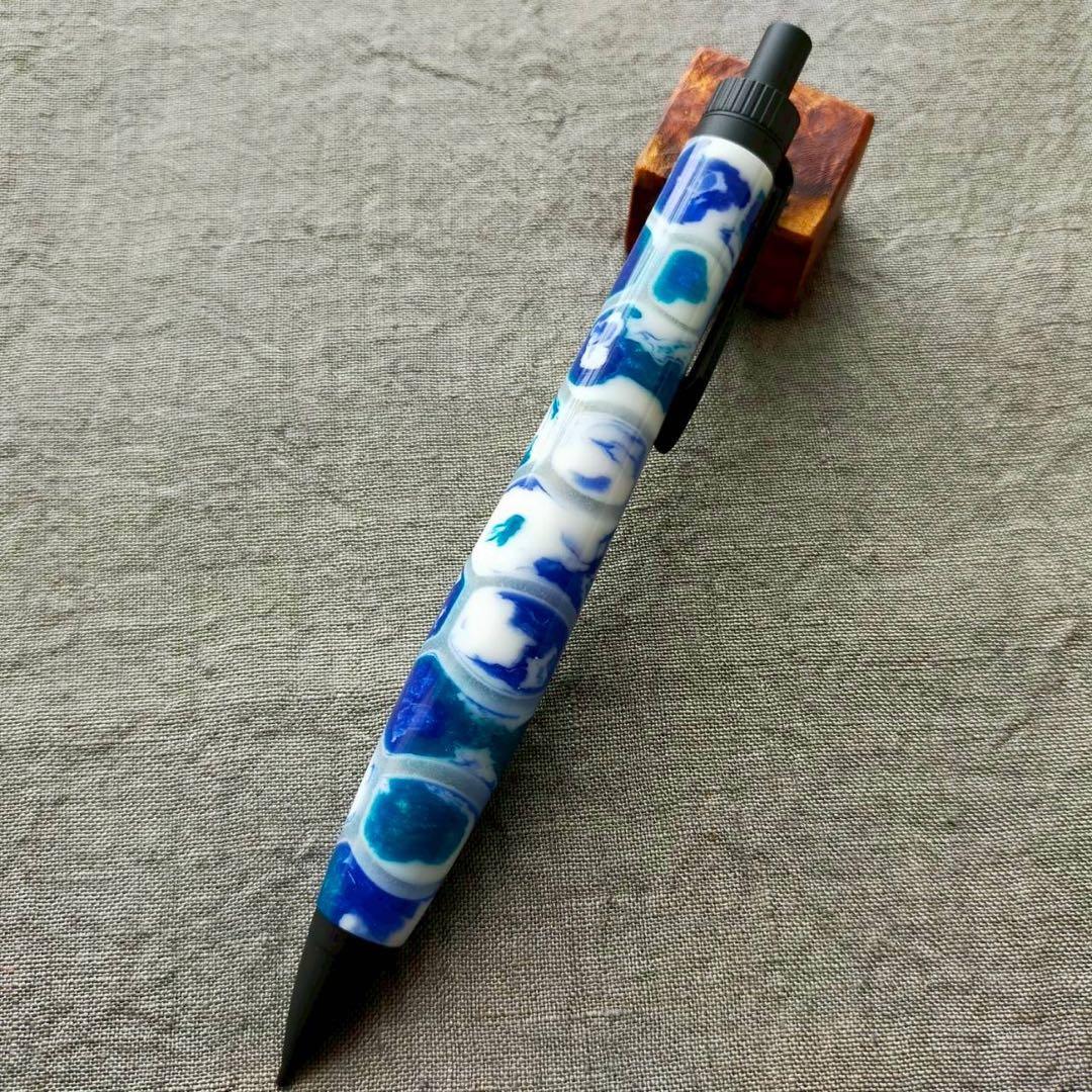 【氷河】　蓄光レジン　ハンドメイド　シャープペン　0.5mm　ブラック