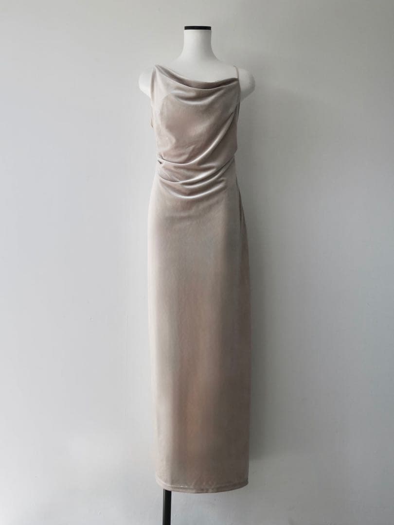 ワンピース velour asymmetry drape cami dress