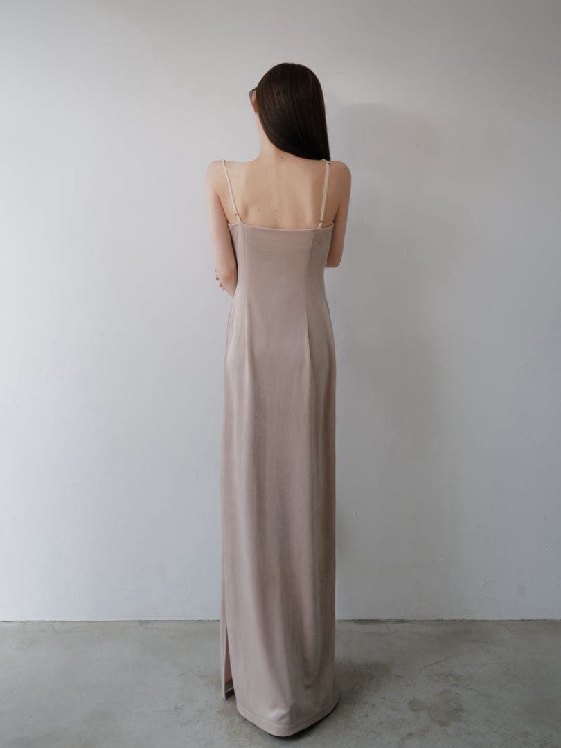 ワンピース velour asymmetry drape cami dress