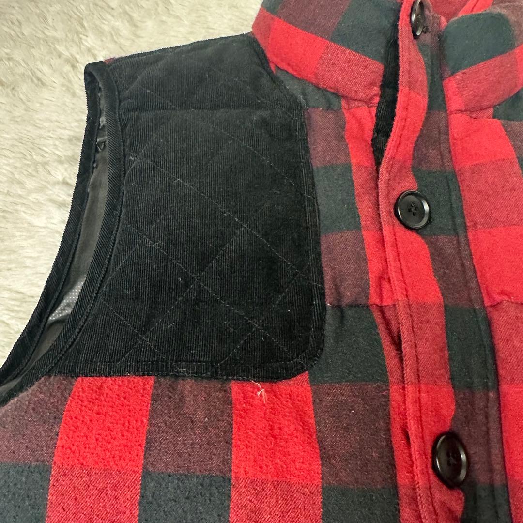 ベル 様用STÜSSY 赤・黒チェック ダウンベスト ビッグサイズ XL