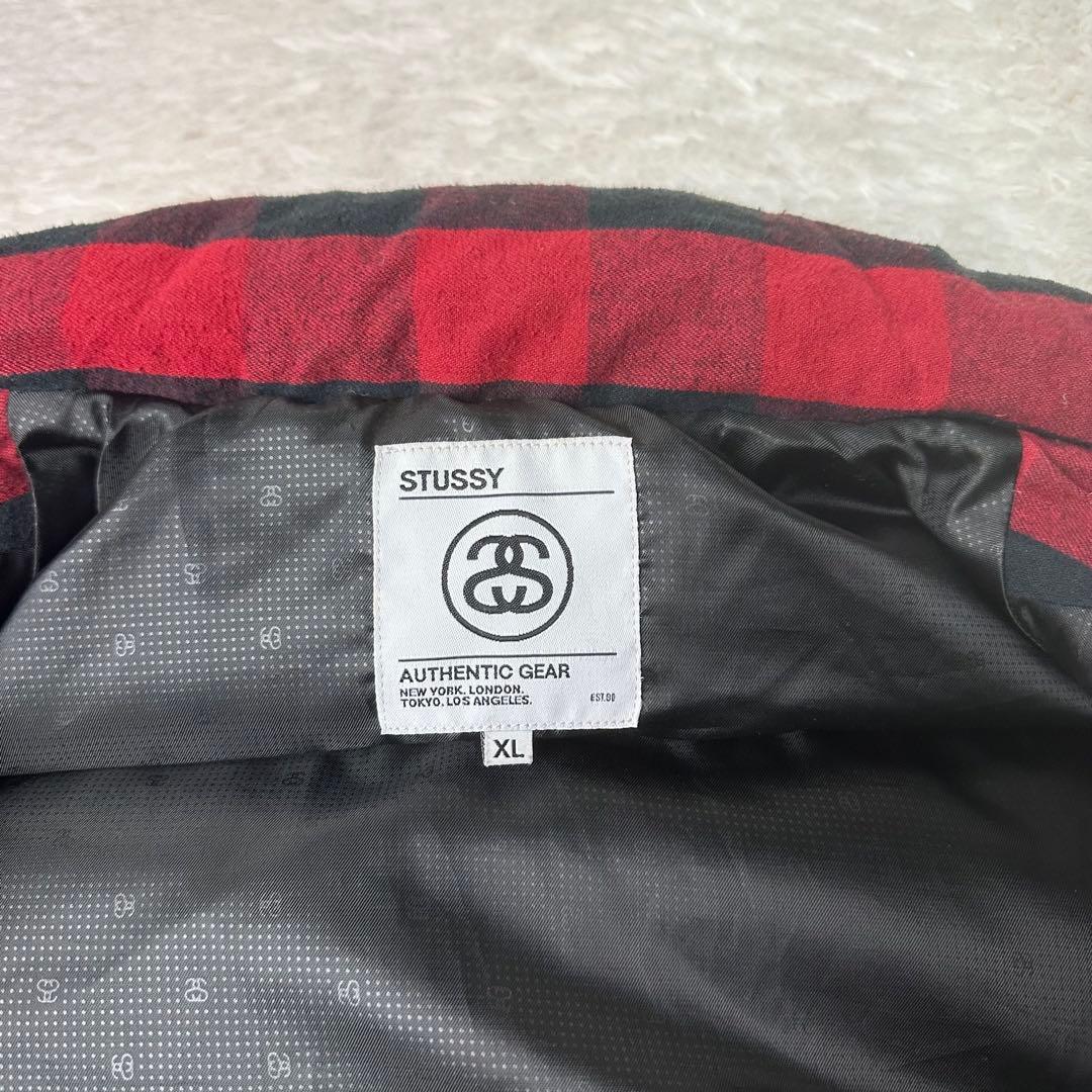 ベル 様用STÜSSY 赤・黒チェック ダウンベスト ビッグサイズ XL